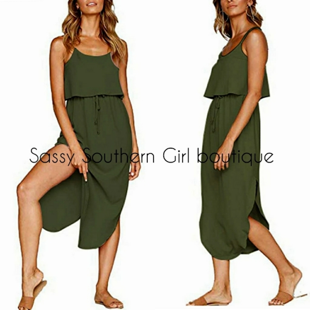 ⭐🆕 Boho Army green dress